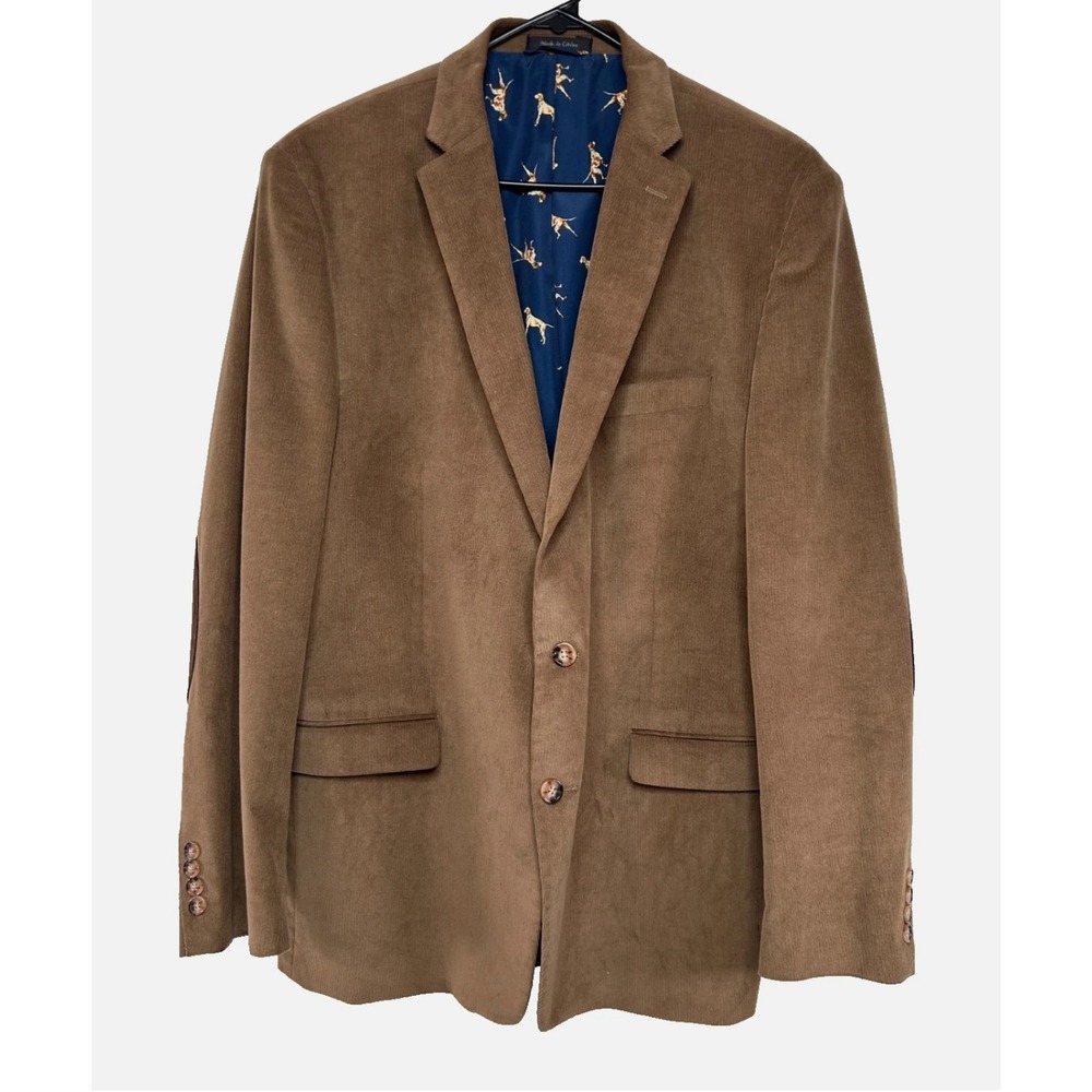 Ralph Lauren Corduroy Blazer Brown w/ Hunting Dogs Lining Classic Fit Mens 41R
